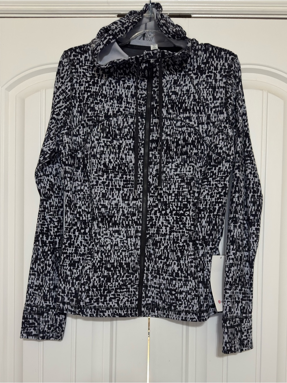 Lululemon Hooded Define Jacket *Nulu Urban Block Ice Grey Black Size 12